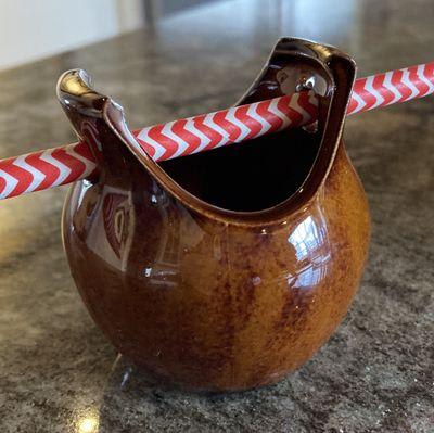 Straw inserted for hole size