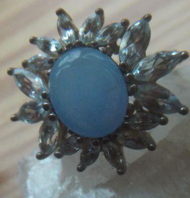 Sterling with dyed jade and blue topaz