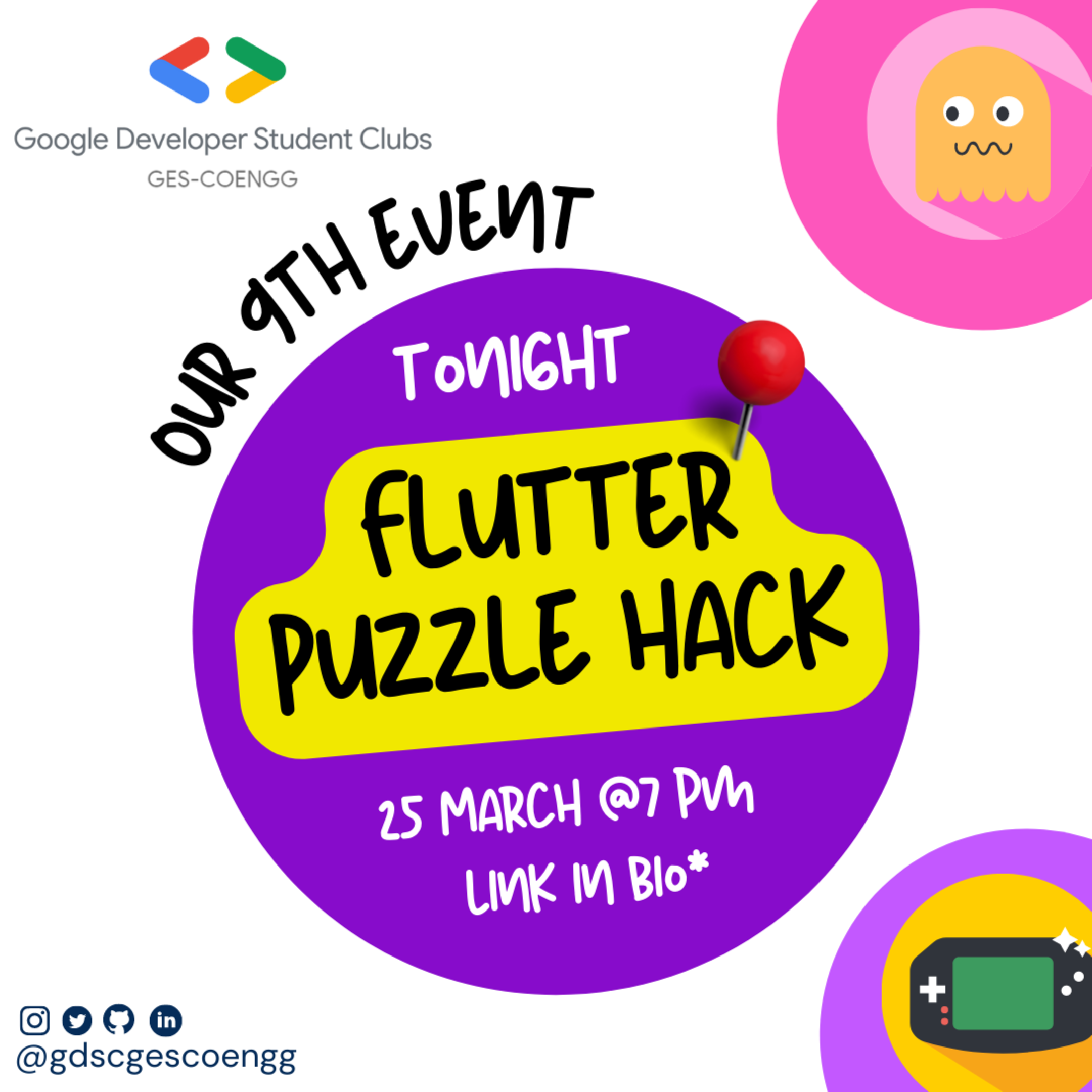 See Flutter Puzzle Hack | Flutter Festivals #9 at Google Developer Student  Clubs Gokhale Education Society's R. H. Sapat College of Engineering,  Management Studies and Research - Nashik