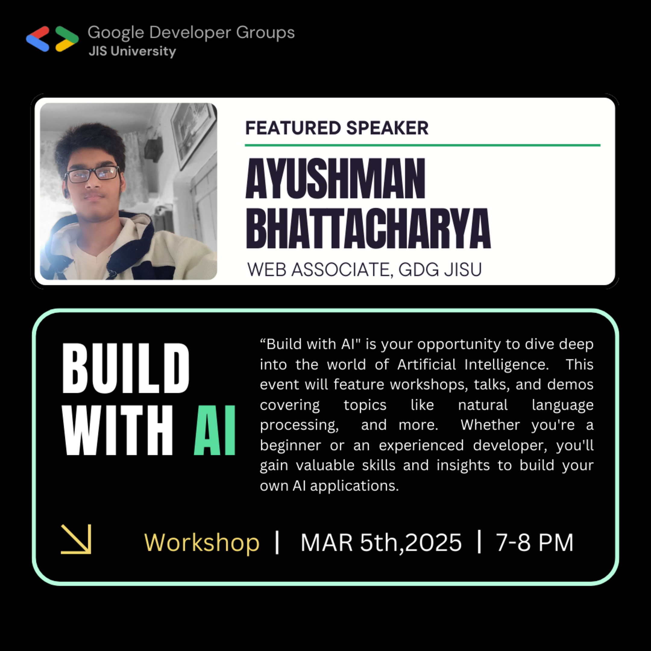 See Build with AI at Google Developer Groups GDG on Campus JIS ...
