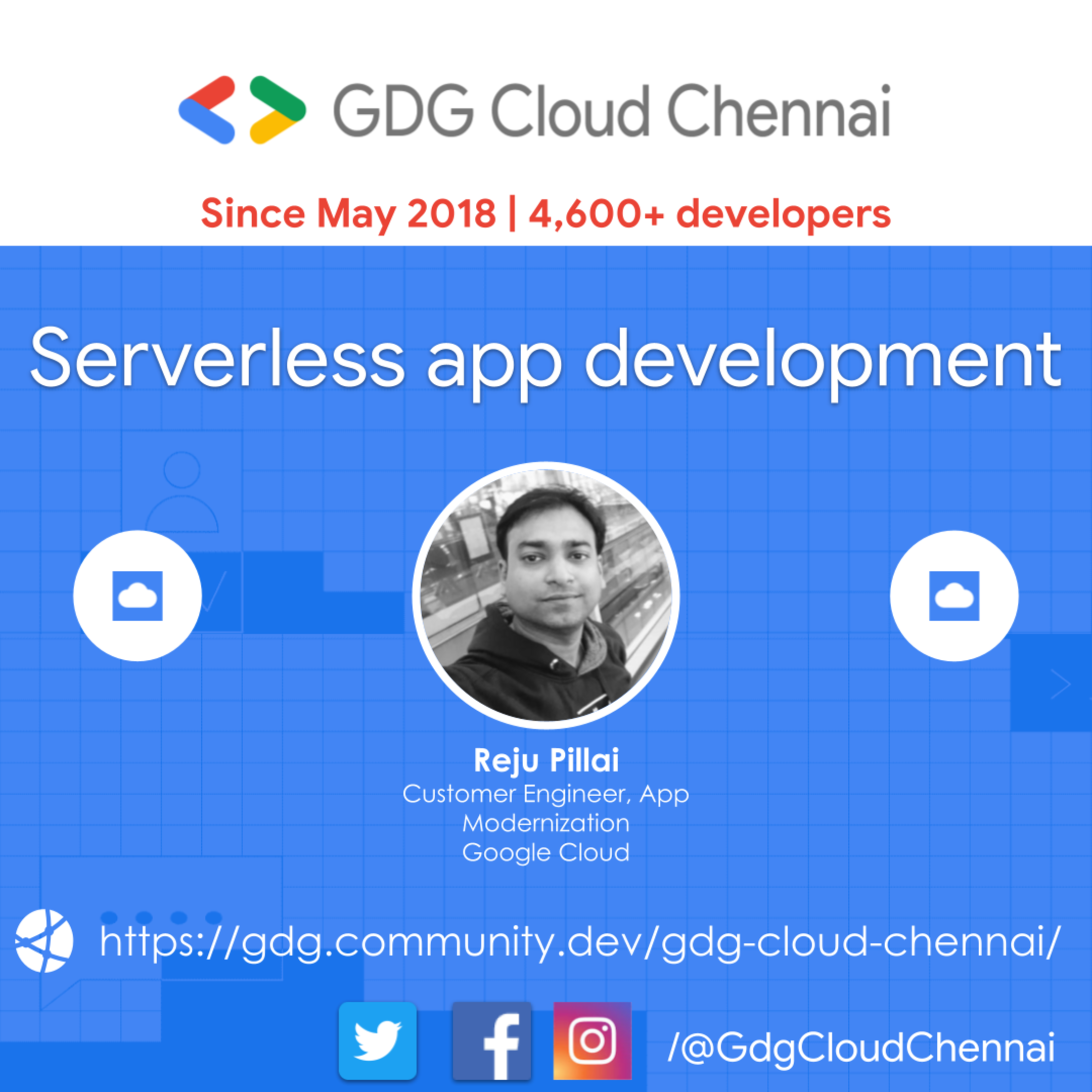 See Serverless app development at Google Developer Groups GDG Cloud Chennai