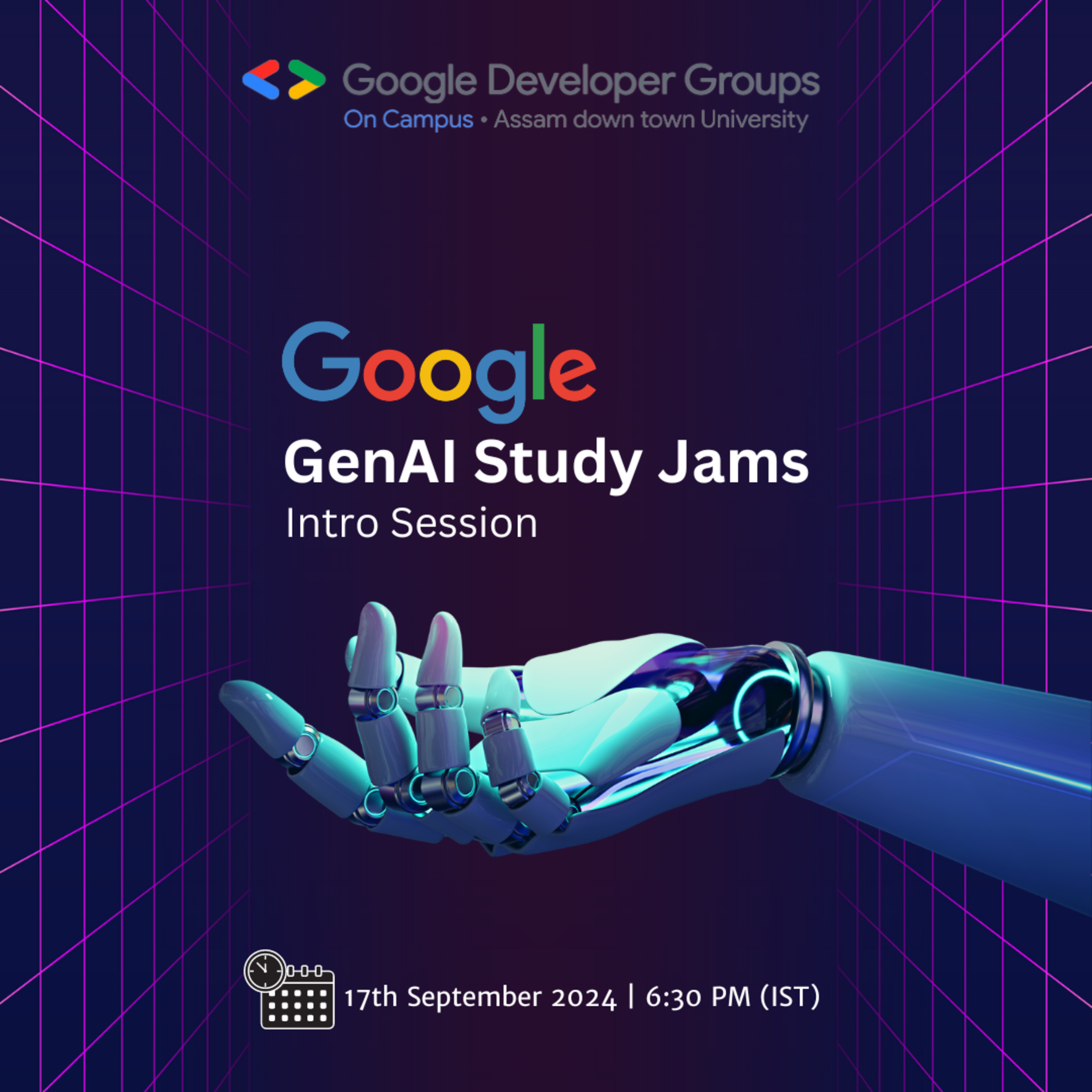 See Intro Session GenAI Study Jams at Google Developer Groups GDG on