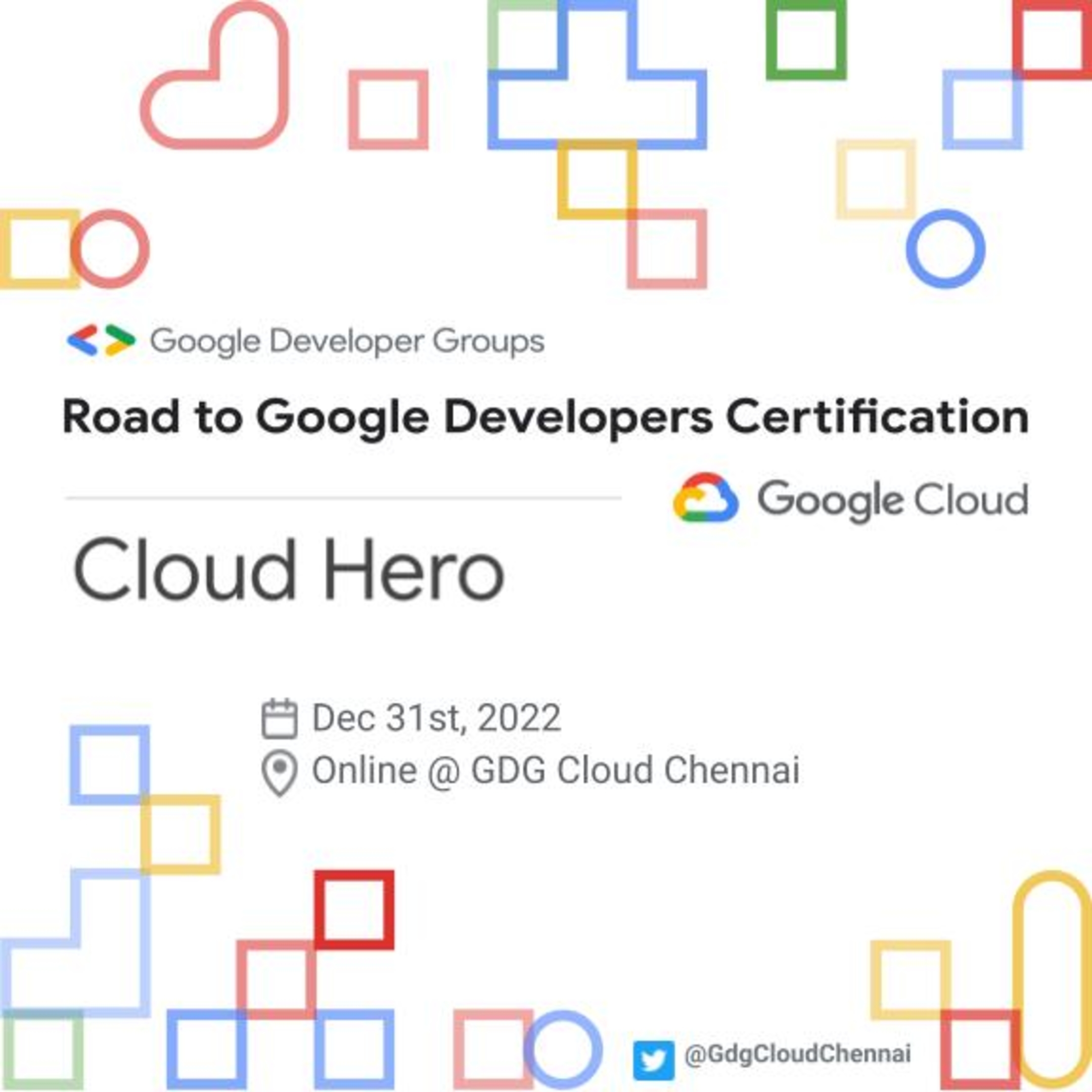 See Cloud Hero - Kubernetes at Google Developer Groups GDG Cloud Chennai