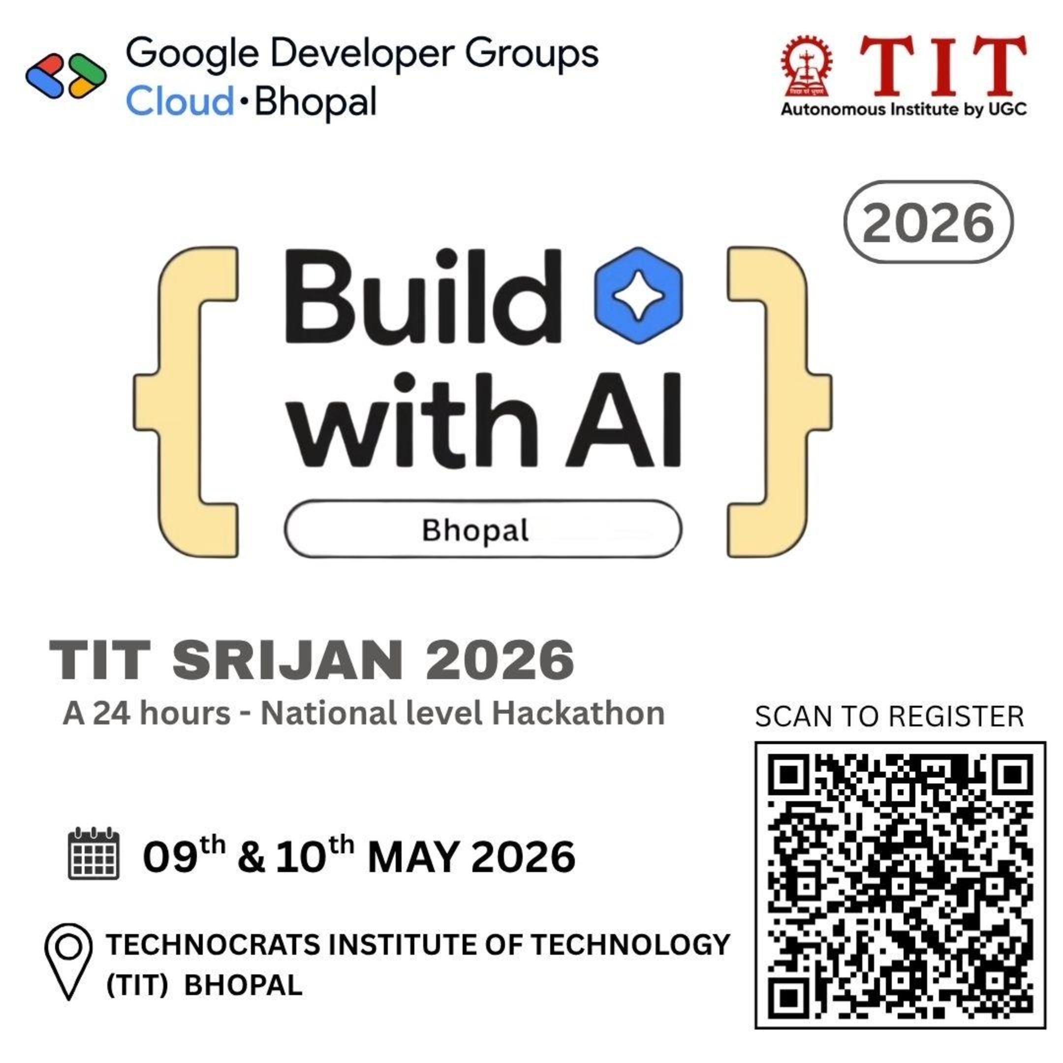 See Build with AI Hackathon - TIT Srijan 2026 | GDG Cloud Bhopal at ...