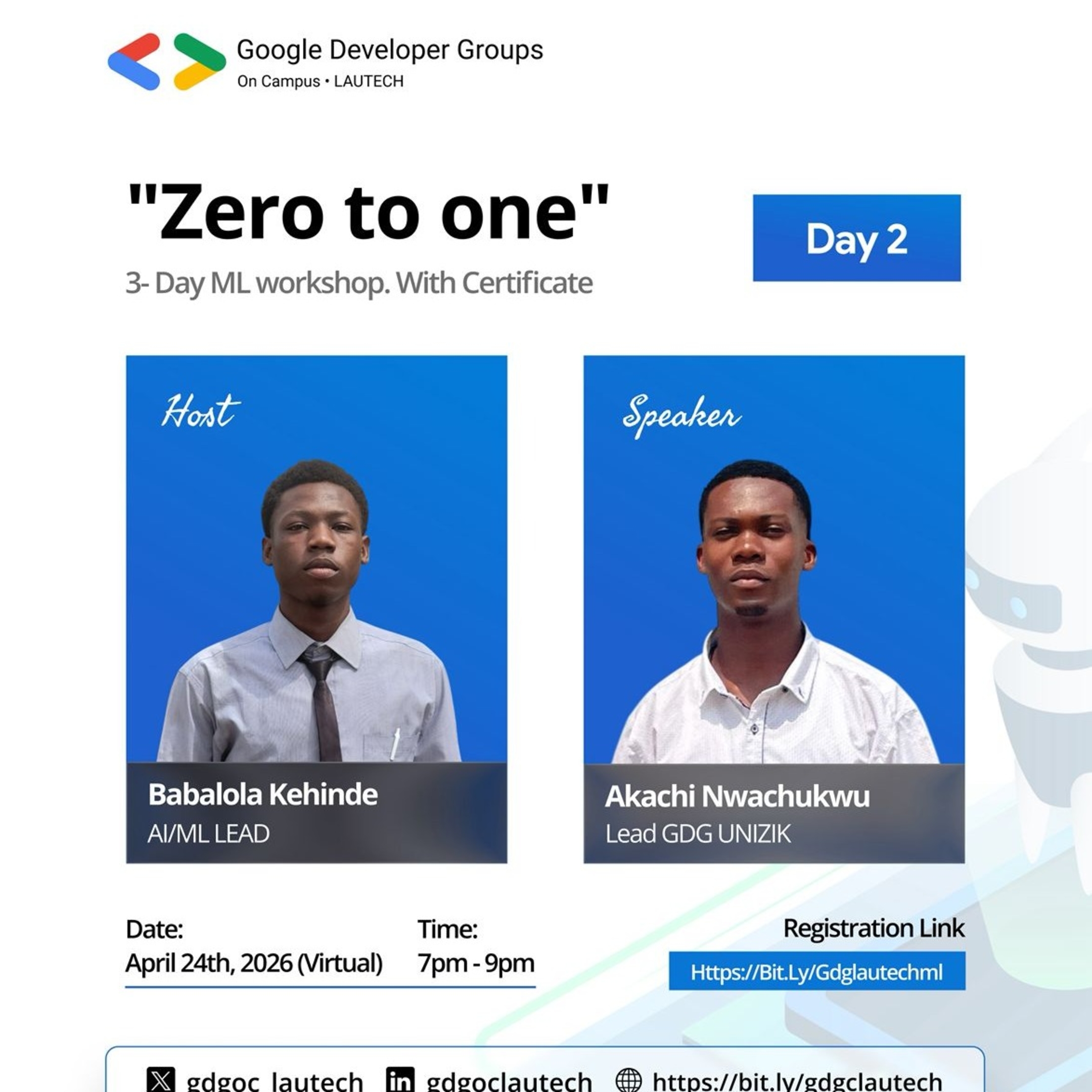 See Zero to One: 3-Day AI/ ML Workshop (DAY 1 - 3) at Google Developer ...