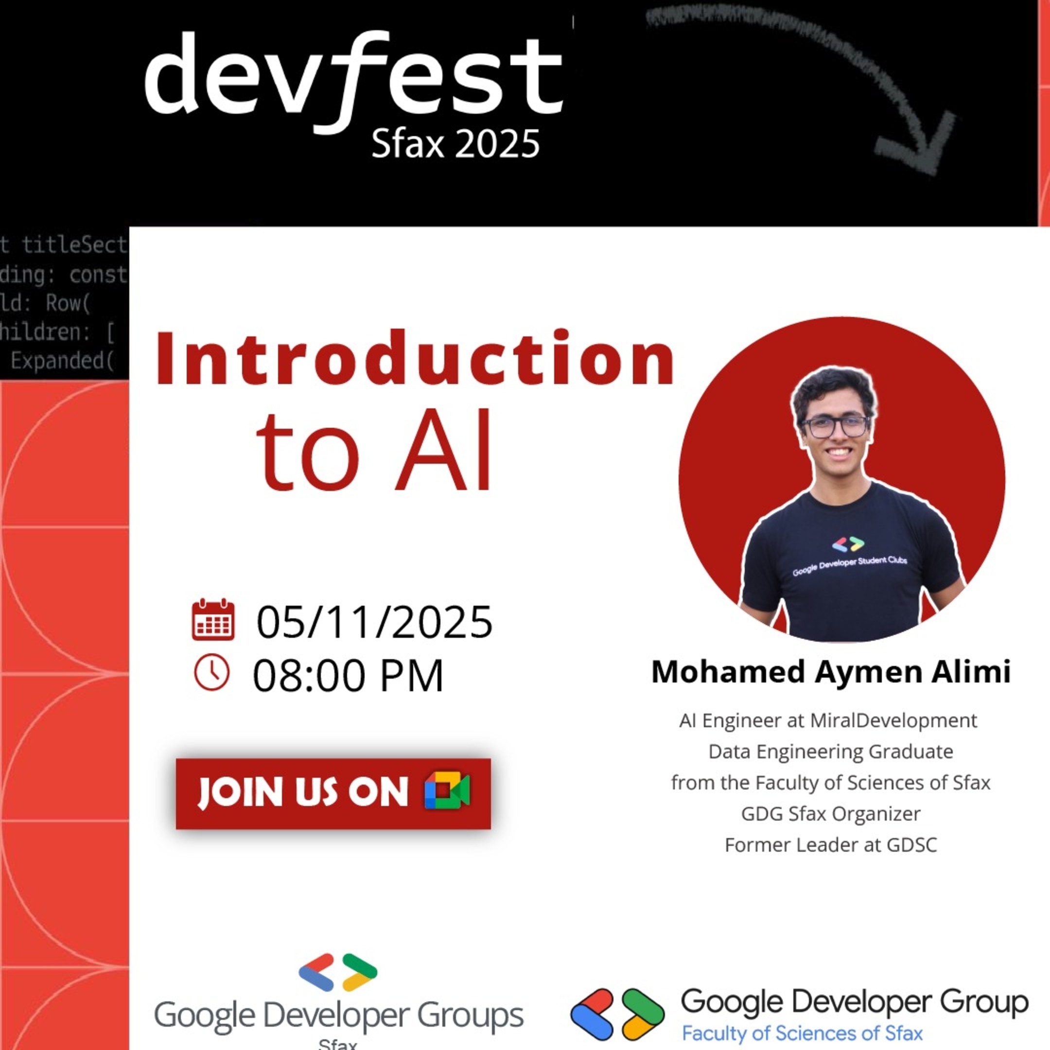See Introduction to AI at Google Developer Groups GDG Sfax