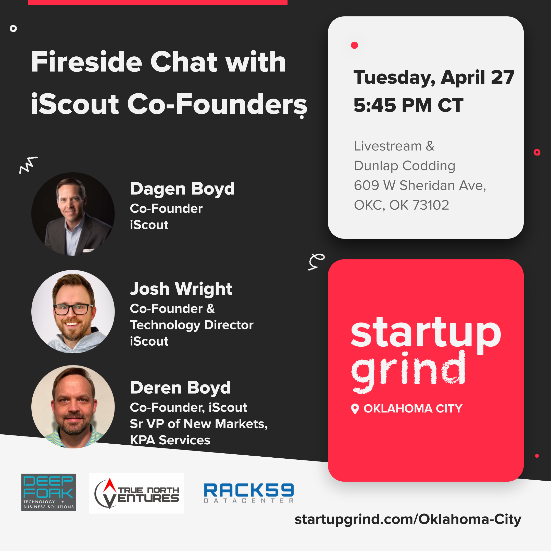See A Fireside Chat with iScout Co-Founders at Startup Grind Oklahoma City