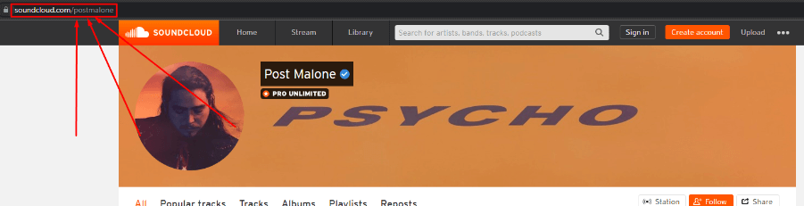 soundcloud profile URL