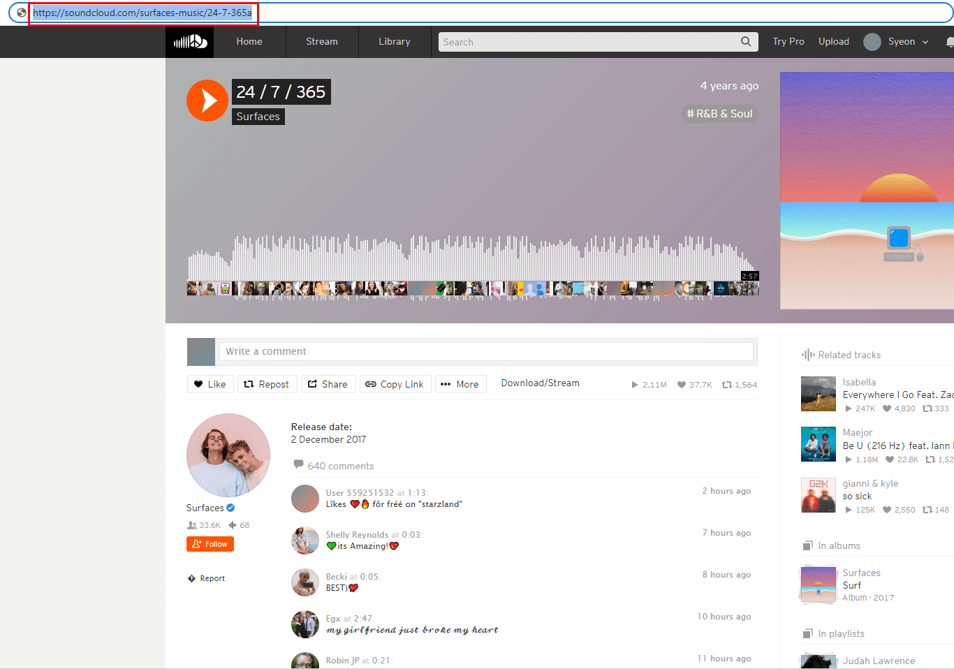 Copy SoundCloud song URL