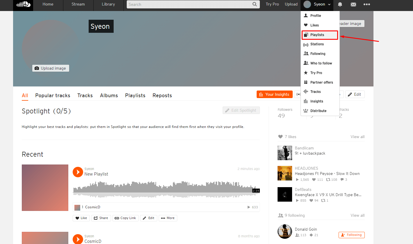 where to find playlists on soundcloud website