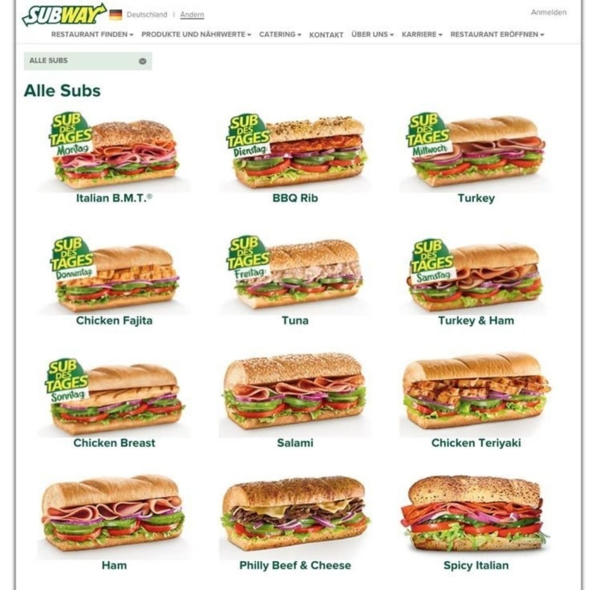 Types of Subway Sandwiches
