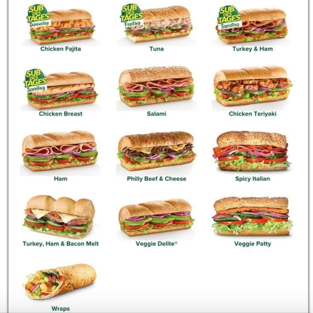 types-of-subway-sandwiches