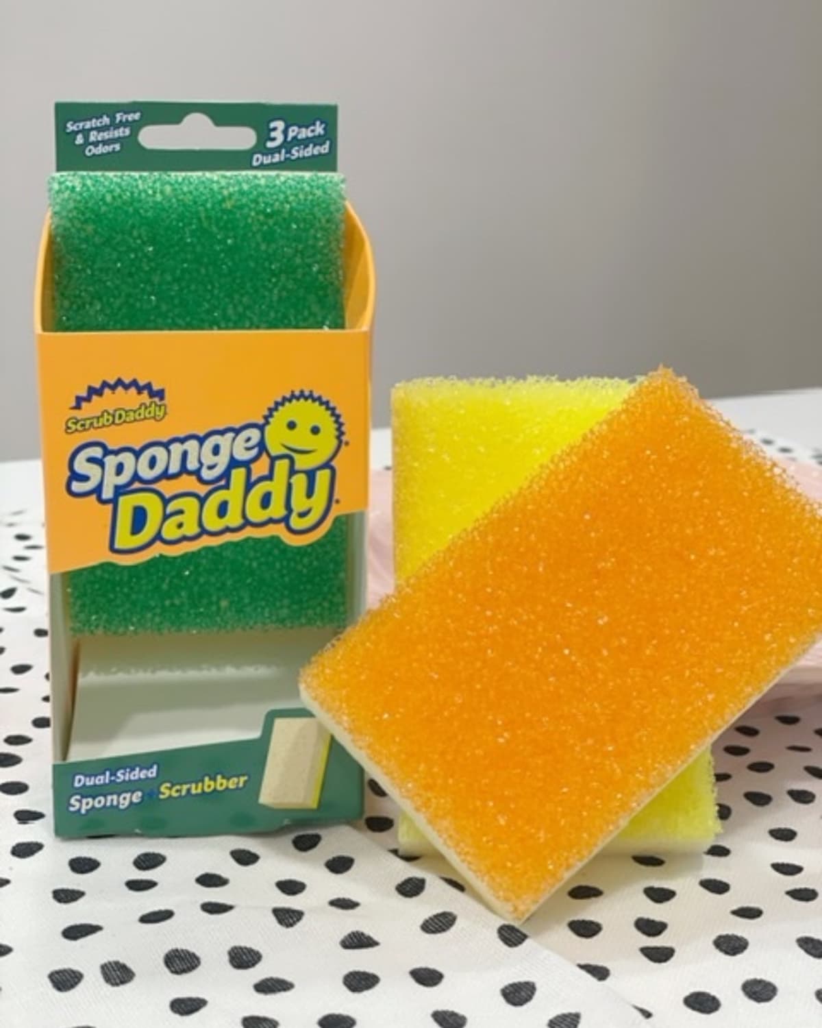 Scrub Daddy Sponge Daddy Sponge + Scrubber, Dual-Sided, 3 Pack - 3 sponge