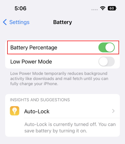 toggle on battery percentage on iPhone swhkyy