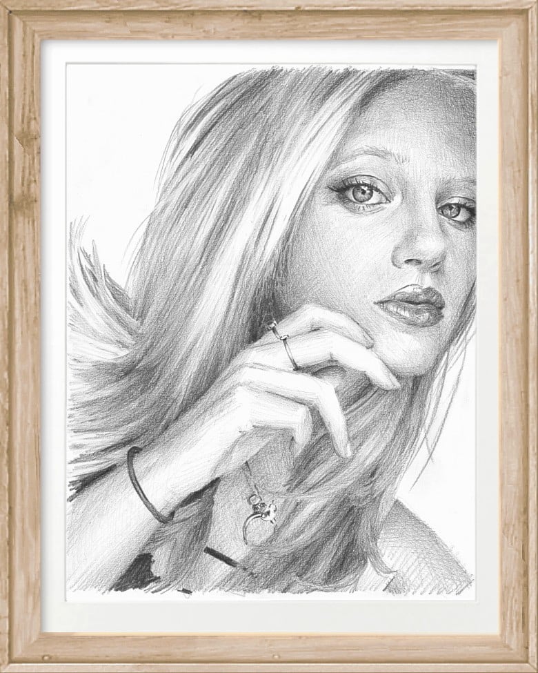 Pencil portrait drawing from photos online made by the best drawing artists