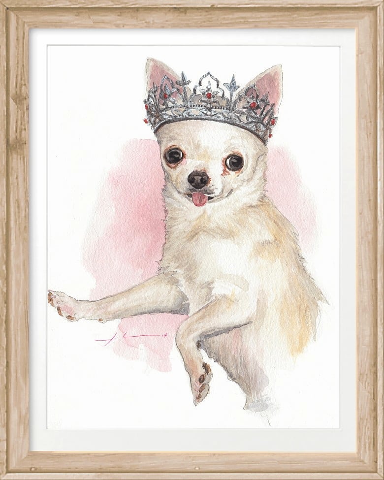 chihuahua princess watercolor by portrait artist Mike Theuer