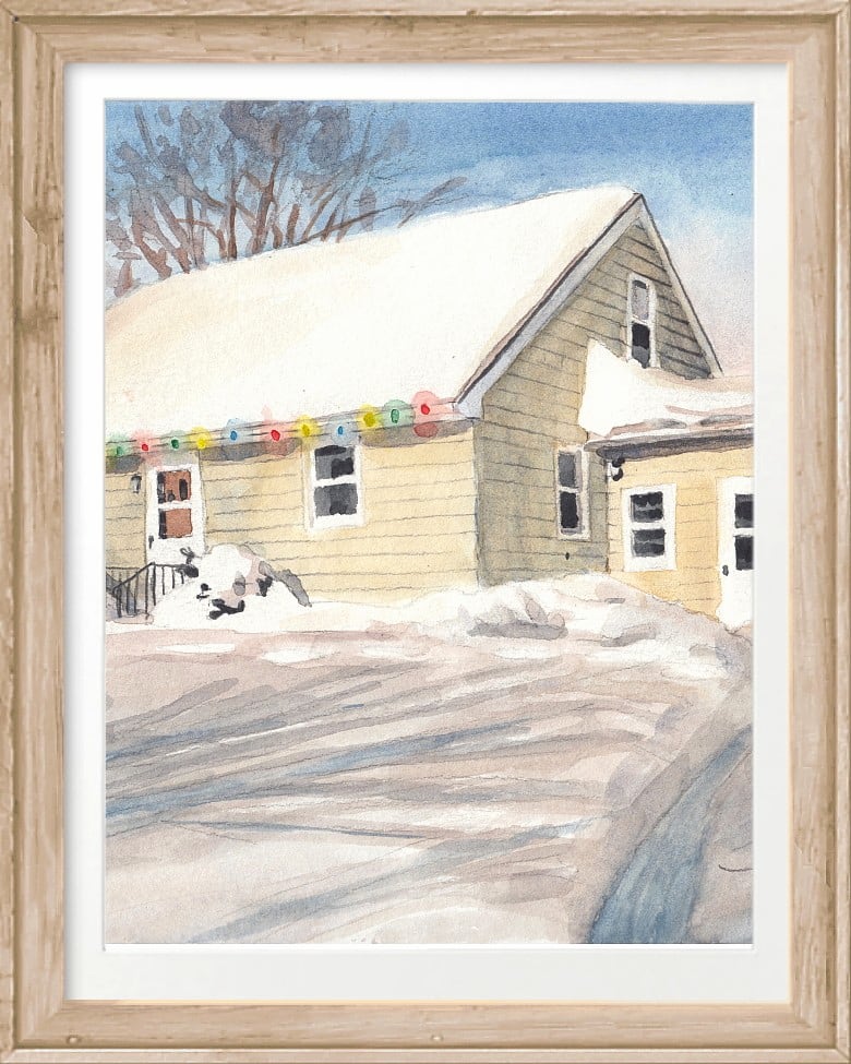 childhood home memory 2 watercolor portrait by portrait artist Mike Theuer