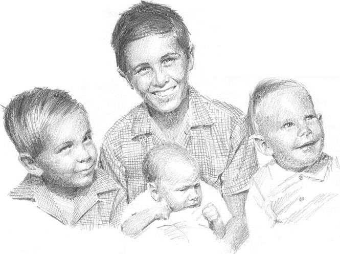 brothers pencil portrait by Mike Theuer