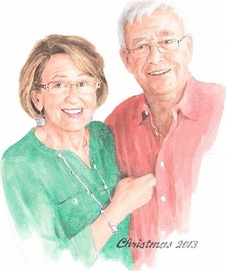 christmas grandparents watercolor portrait mike theuer