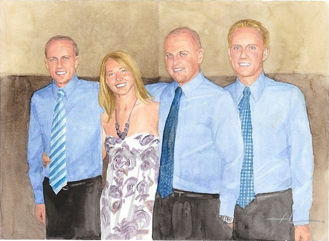 siblings watercolor painting by Mike Theuer
