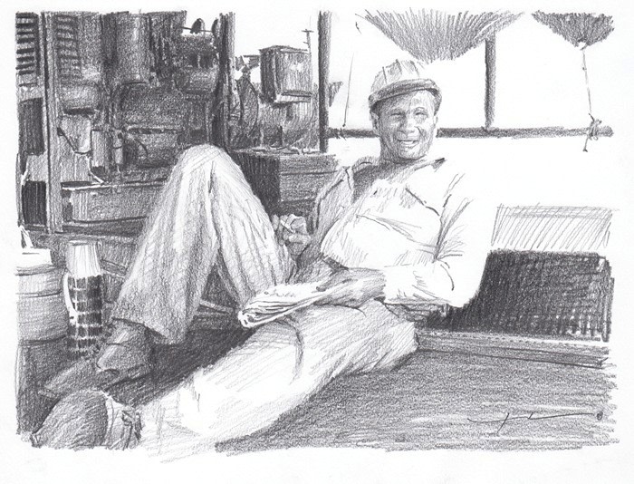 1960s_construction_lunch_break_pencil_portrait_mike_theuer