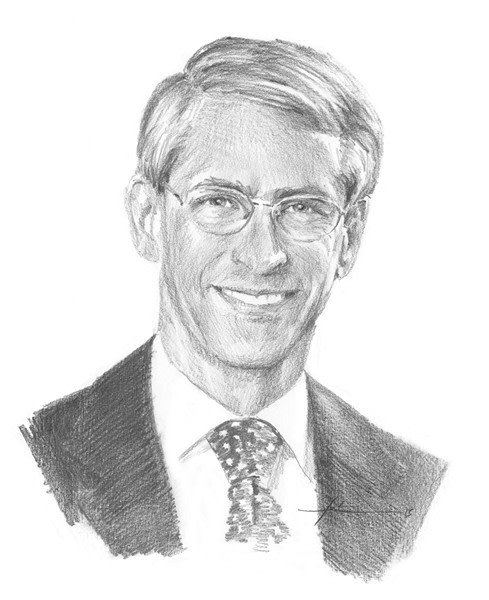CEO pencil portrait from a photo by portrait artist Mike Theuer