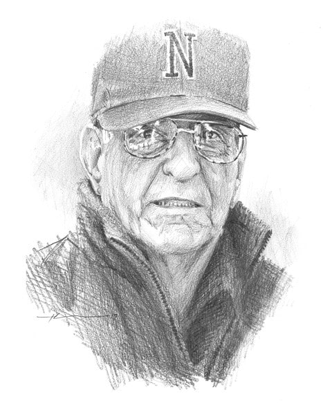 dad in a ball cap pencil portrait from a photo by portrait artist Mike Theuer