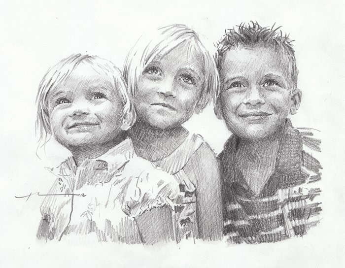 day at chuck-e-cheese drawing from a photo by portrait artist Mike Theuer