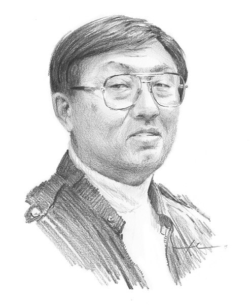departed dad pencil portrait from a photo by portrait artist Mike Theuer