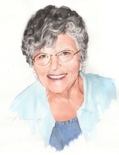 departed mom watercolor portrait from a photo by portrait artist Mike Theuer