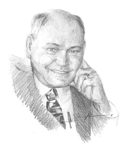 departed uncle pencil portrait from a photo by portrait artist Mike Theuer