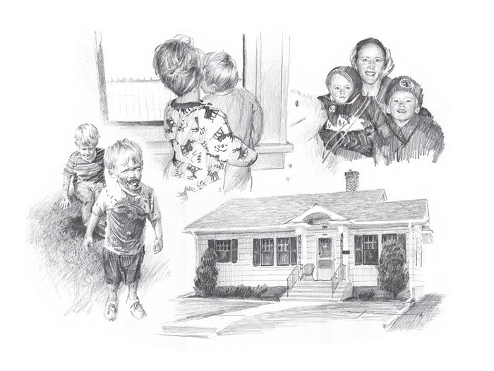 family home memories pencil portrait from a photo by portrait artist Mike Theuer