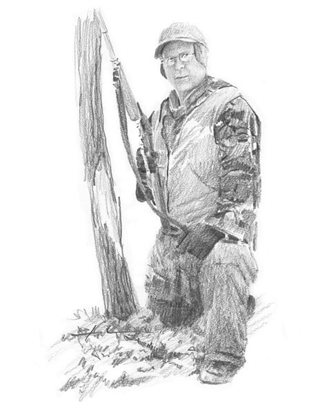 field scientist 11 pencil portrait from a photo by portrait artist Mike Theuer