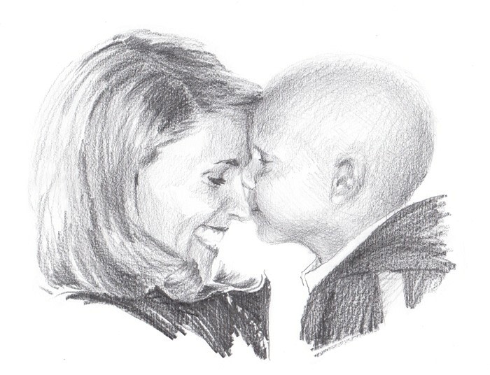 forehead bump pencil portrait from a photo by portrait artist Mike Theuer