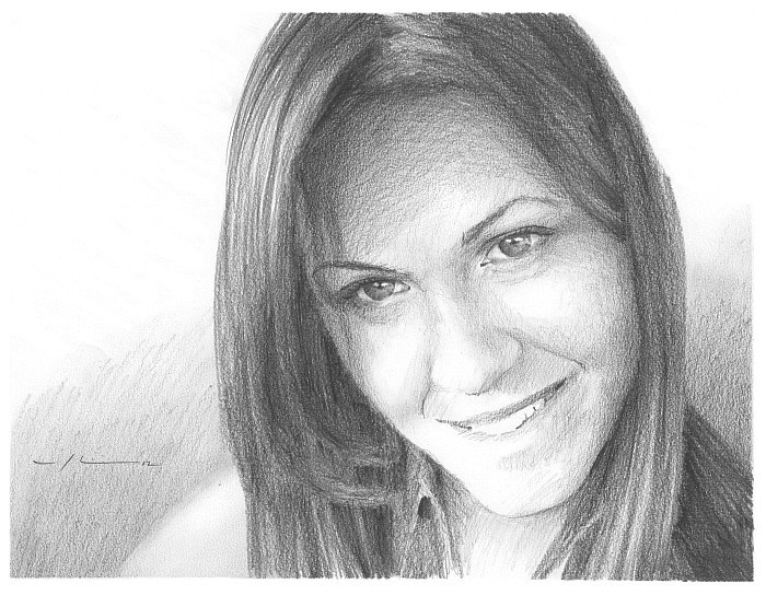 girlfriend drawing from a photo by portrait artist Mike Theuer