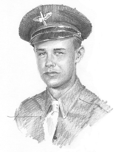 WWII military dad pencil drawing from a photo by portrait artist Mike Theuer