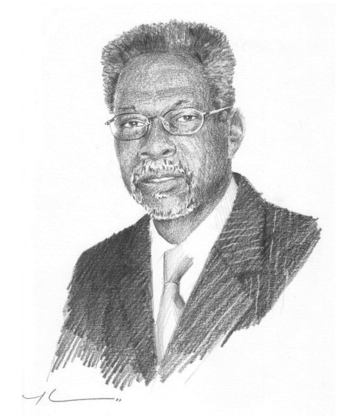 professor pencil portrait from a photo by portrait artist Mike Theuer