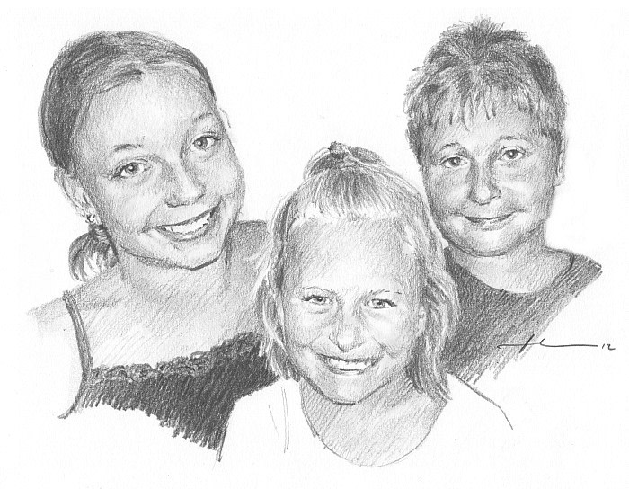 sisters brother drawing by Mike Theuer