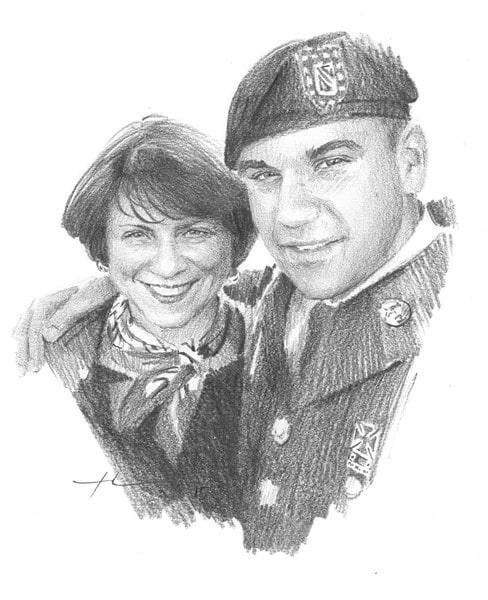 soldier son and mom pencil portrait mike_theuer