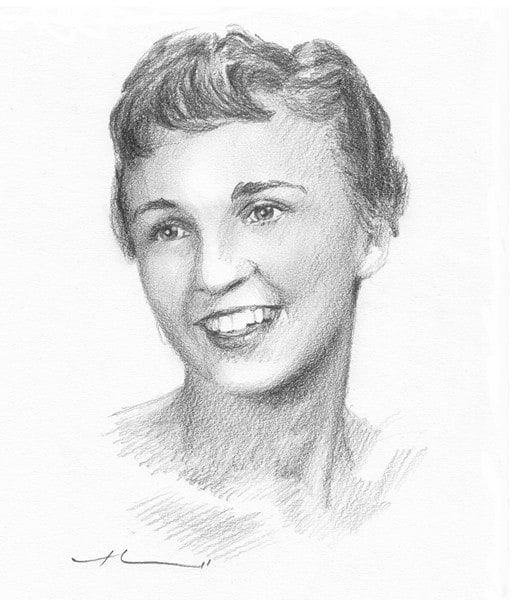 starlet pencil portrait from a photo by portrait artist Mike Theuer