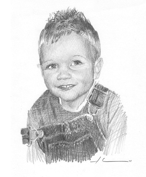 toddler pencil portrait from a photo by portrait artist Mike Theuer