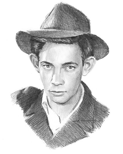 1930s uncle pencil portrait from a photo by portrait artist Mike Theuer