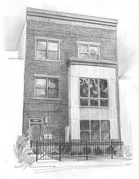 DC brick condo pencil portrait by Mike Theuer