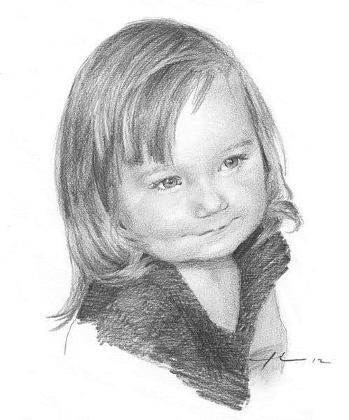 baby girl pencil drawing by Mike Theuer