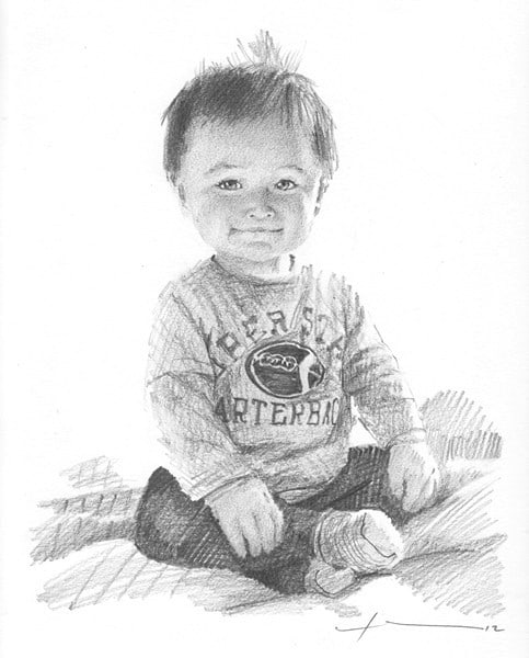 baby on blanket drawing by Mike Theuer