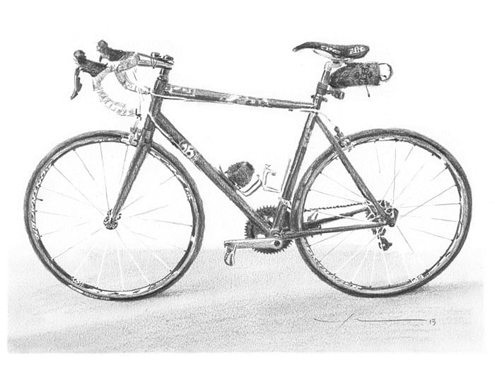 bicycle pencil drawing mike theuer