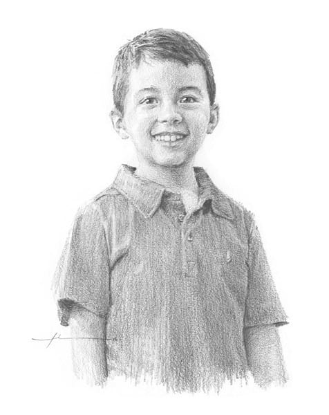 boy in_polo shirt pencil portrait mike theuer