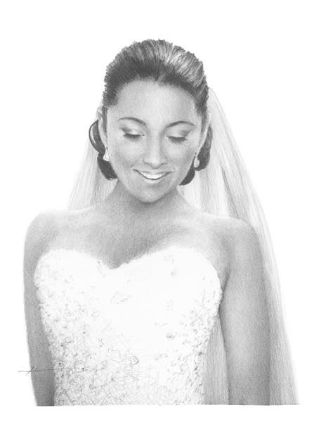 new bride pencil portrait mike theuer