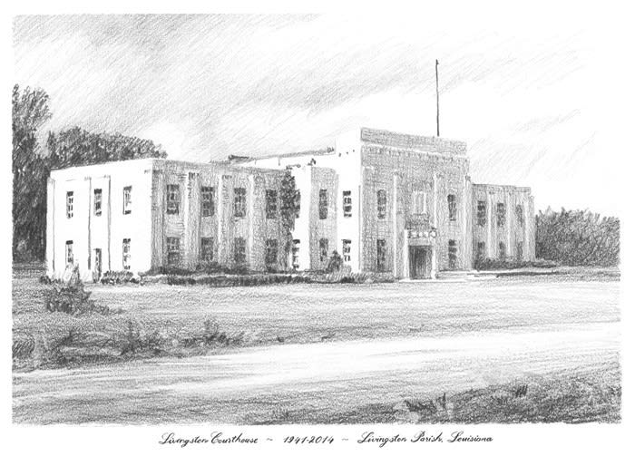 louisiana courthouse four pencil drawing mike theuer