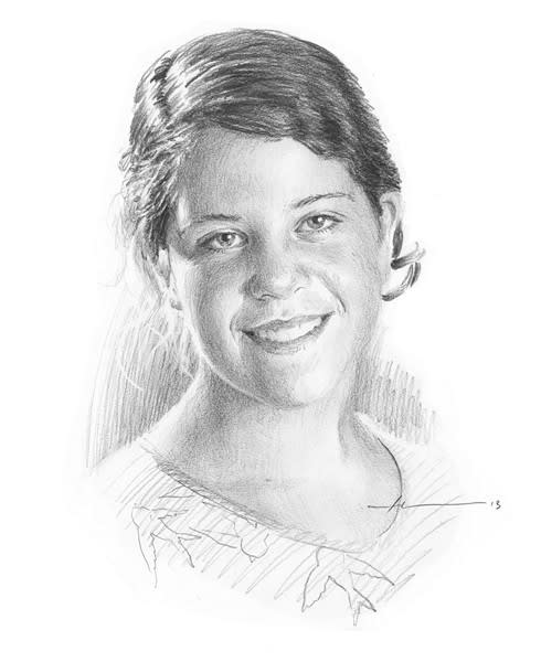 daughter pencil sketch portrait by Mike Theuer
